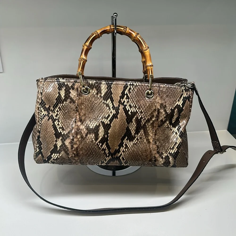 gucci python medium bamboo shopper - Picture 2 of 11